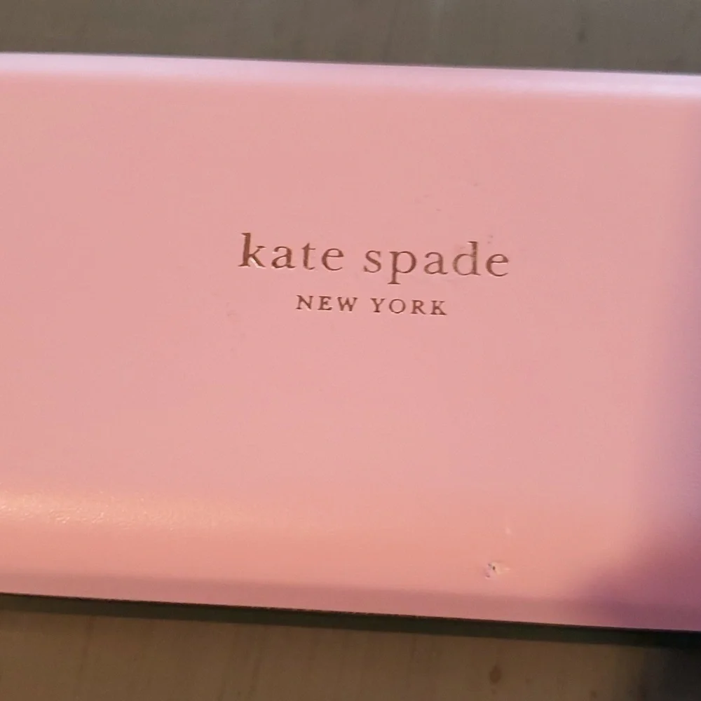 Kate Spade Eyeglass/Sunglasses Case Green & Pink HARD side Lined